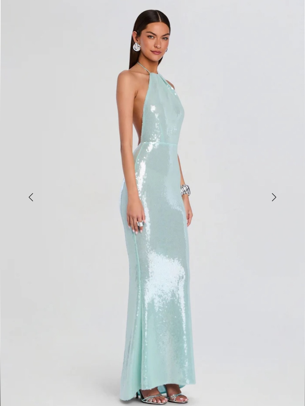 Retrofete Elexa Sequin Halter Back Gown